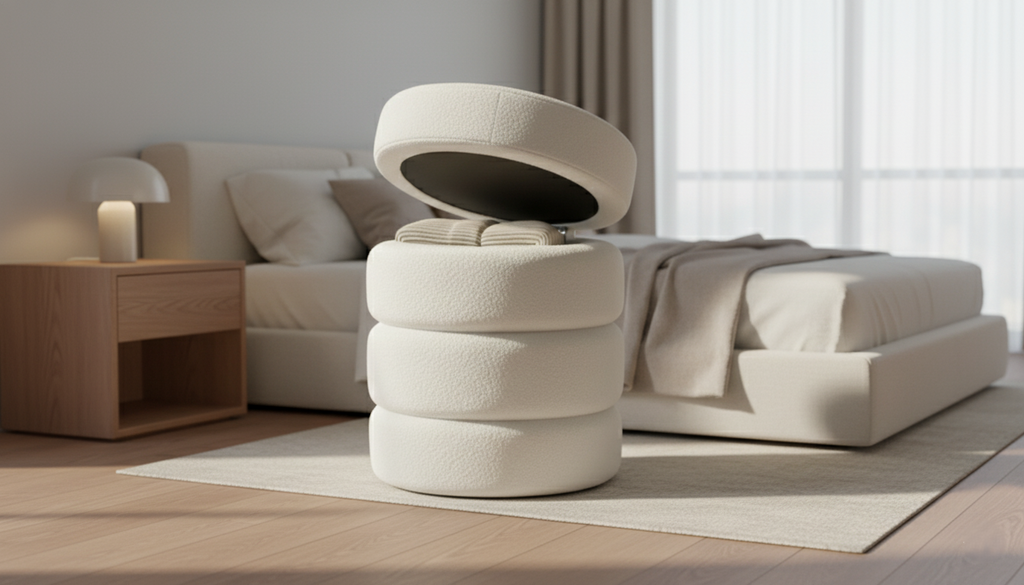 Puff Ovejero con Almacenamiento Minimalista